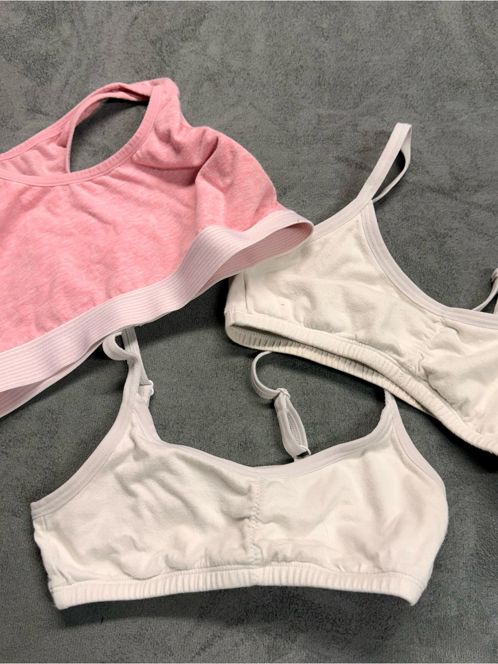 Joe Fresh Pink and White Girls' Sports Bra Trio - 8